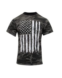 T-shirt American Flag Black and White Camo